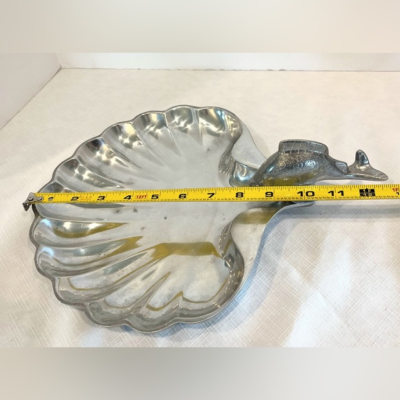 Pewtarex Serving Platter Scallop Shell and Fish Handle - Picture 11 of 13